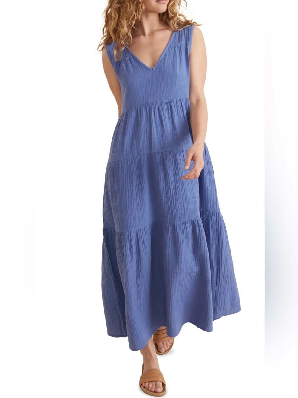 Marine Layer Marlin Blue Corrine tiered Gauze Maxi dress. Size XS. NWOT